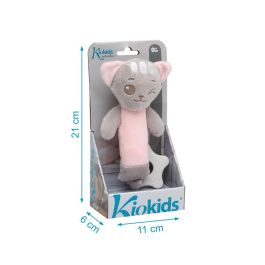 KioKids Sonajero Cricri Gatito Rosa con Mordedor de Silicona y Sonido para Bebés +3 Meses - Alivia Dentición - Colección Dolci Amici