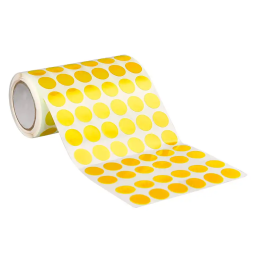 Liderpapel Gomets Circulares Adhesivos 15 mm Amarillo Rollo 2500 Unidades Caja Cartón