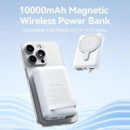 Vention FHTW0 Powerbank Magnético Inalámbrico 10000mAh 22.5W, Pantalla LED, USB-C, USB-A, Lightning, Blanco