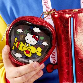 Loungefly Bolso y Monedero Hello Kitty 50 Aniversario Piel Vegana Metalizada Correa Ajustable