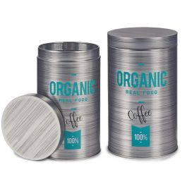 Bote Hojalata Redondo Organic Cafe Kinvara 10.4x18.2x10.4 cm Gris (24 Unidades) Precio: 43.49999973. SKU: S3611041