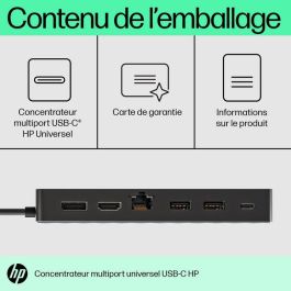 HP Universal USB-C Multiport Hub con 7 Puertos y Doble Pantalla 4K HDMI/DisplayPort para PCs Compatibles