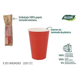 Set de 20 vasos de cartón rojo 220 cc Algon (20 Unidades) Precio: 15.49999957. SKU: B16TCCAMNR