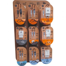 Tech One Tech Expositor EKO 400903 Cargadores GaN y Cables, 9 Ganchos, Incluye 27 Productos