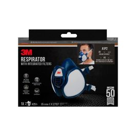3M 4251+ Mascarilla con Filtros Integrados, Protección A1P2 Vapores Orgánicos y Partículas