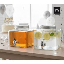 Inde Tarro Dispensador Frigo de Vidrio 7.5 Litros - Capacidad 7.5L, Medidas 23 x 23 x 20.5 cm (4 Unidades)