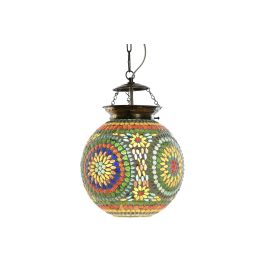 DKD Home Decor Lámpara de Techo Árabe Mosaico Craquelado Multicolor Cristal Metal E14 25W 25x25x30 cm Pack de 2