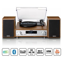 Lenco MC-160WD Tocadiscos de Madera con Bluetooth, Radio DAB+/FM y Reproductor MP3