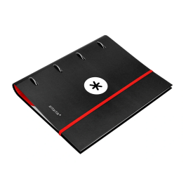 Antartik Carpeta con recambio A4 cuadro 5mm forrada 4 anillas 40mm redondas con solapa color negro