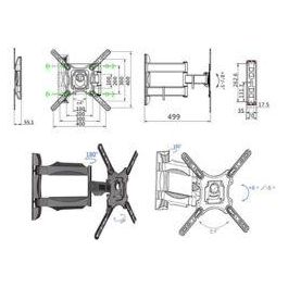 Ernitec Soporte de Pared para Monitores 8"-43" Inclinable 30°, Giratorio 180°, VESA, 25 kg Carga Máxima
