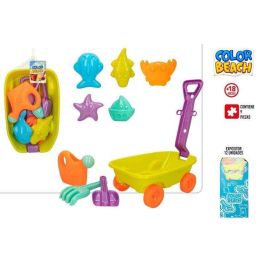 Color Baby Vagoneta de Playa 40 cm con Pala, Rastrillo, Regadera y 5 Moldes