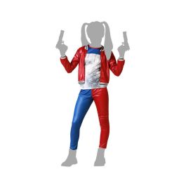 Disfraz Arlequina Infantil Superhéroe para Niña con Chaqueta, Camiseta y Pantalón Rojo y Azul, Talla 5-6 Años