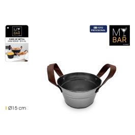 Inde Cubo Metal con Asas de Piel Gris 15 cm para Bar (24 Unidades) Precio: 32.49999984. SKU: B1385S4N5N