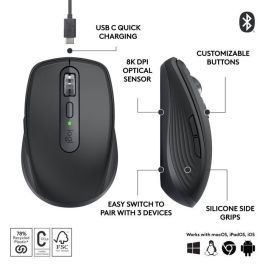 Logitech 910-006929 Ratón Inalámbrico Bluetooth MX Anywhere 3S - 8000 DPI, Darkfield, Clics Discretos, Recargable, Grafito Logitech 910-006929 Ratón Inalámbrico Bluetooth MX Anywhere 3S - 8000 DPI, Darkfield, Clics Discretos, Recargable, Grafito