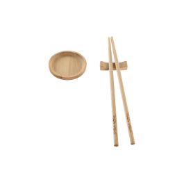 DKD Home Decor Set de 10 Piezas Bandejas Sushi Bambu Natural 24 cm