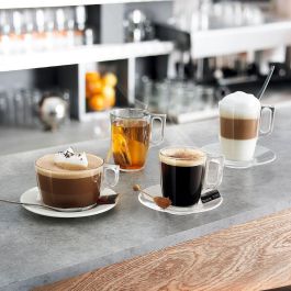 Arcoroc Pack 6 Mugs Voluto de Vidrio Templado 32 cL Transparentes, Aptos para Lavavajillas y Microondas, Extra Resistentes, Fabricados en Francia
