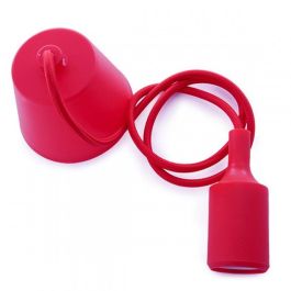 Portalámparas E27 Cable - Rosetón - Color Rojo Portalámparas E27 Cable - Rosetón - Color Rojo