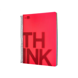 Liderpapel Cuaderno espiral Micro Think A4, Tapa Plástico, 140 Hojas, 80gr, Cuadro 5mm, 5 Bandas, 4 Taladros, Referencia 4