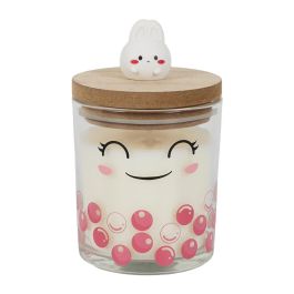 The Concept Factory Vela Perfumada en Vaso de Vidrio con Tapa de Madera - Aromas: Rosa (Frambuesa), Azul (Algodón de Azúcar), Negro (Vainilla y Malvavisco)
