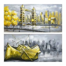 Cuadro Loft DKD Home Decor Amarillo Gris 3 x 60 x 120 cm (2 Unidades)