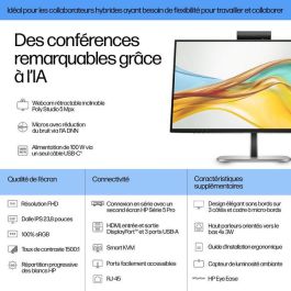 HP 524pm Monitor de Conferencia FHD USB-C de 23.8 Pulgadas con IA para Reuniones sin Interrupciones