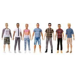 Barbie HRH25 Muñeco Ken Fashionistas rubio, estilo Western con camisa azul índigo, pantalones blancos y botines negros