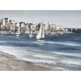 DKD Home Decor Cuadro Mediterraneo Azul Beige Lienzo MDF 4.5 x 70 x 140 cm (2 Unidades)