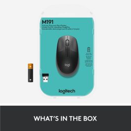 Logitech M190 Ratón Inalámbrico Full-size RF con Diseño Contorneado Ergonómico para Manos Grandes, Gris, Batería 18 Meses