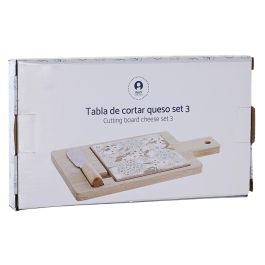 DKD Home Decor Tabla Aperitivo Tradicional bambú gres Set de 3 Verde Beige Blanco 11.8 x 1.5 x 21.5 cm