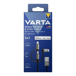 Cable 3 en 1 usb a - lighting - micro usb - tipo c varta