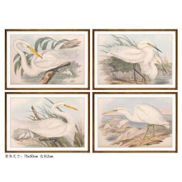 DKD Home Decor Cuadro Cottage Cristal y Abeto Marrón Gris 70x50 cm con Garzas (4 Unidades) Surtido Aleatorio