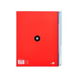 Cuaderno Espiral A4 Micro Antartik Tapa Forrada 120H 90 gr Horizontal 5 Bandas 4 Taladros Color Rojo