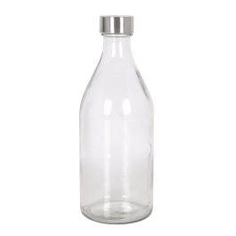 Anna Botella de Vidrio 1L con Tapa de Metal Redonda - 9,4 x 9,3 x 25,3 cm (6 Unidades)