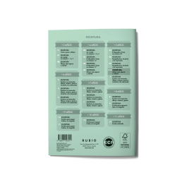 Rubio Cuaderno Caligrafía Nº 010 para Desarrollo de Destrezas Motrices y Lenguaje Escrito Certificado FSC