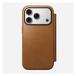 Nomad Folio Modern Leather para iPhone 17 Pro, Compatible con MagSafe, Cuero, Cierre Magnético, con Bolsillo para Tarjetas, Color Bronceado