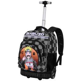 Naruto Mochila Trolley GTS FAN Ichiraku Negro con Ruedas, Compartimentos Múltiples y Bolsillo Acolchado para Electrónicos