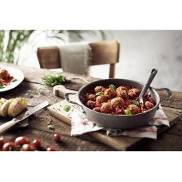 Ballarini 75002-811-0 Sartén para Servir con Tapa, Ø 24 cm, Aluminio, Antiadherente, Apta para Inducción, Gris