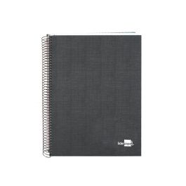 Cuaderno Espiral Liderpapel A5 Micro Papercoat Tapa Forrada 140H 75 gr Cuadro5 mm 5 Bandas 6 Taladros Negro