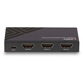 Lindy HDMI 8K60 Switch de 2 Puertos para 2 Dispositivos Fuente a una Pantalla con Auto Switching y Control IR