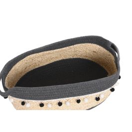 DKD Home Decor Cesta Boho Blanco Gris Oscuro Fibra Maiz Algodon Set 3 Unidades 25 x 16 x 45 cm