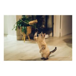 Gloria Palo de Juego para Gatos con Ratita de Piel de Conejo Real y Madera Natural, Activa Instinto, Fabricado en España Gloria Palo de Juego para Gatos con Ratita de Piel de Conejo Real y Madera Natural, Activa Instinto, Fabricado en España
