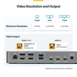 Hub USB Startech DK30C2DPEPRUE Gris