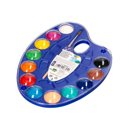 Liderpapel Acuarela 12 Colores con Pincel, Depósito y Paleta de Plástico