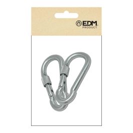 Edm Mosquetón bombero con seguro msq02, acero galvanizado 6x60 mm, 2 unidades