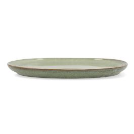 Bidasoa Plato Llano Cerámico Ikonic Verde 20,2x19,7 cm (6 Unidades) con Relieves Orgánicos, Apto Lavavajillas y Microondas