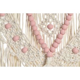 DKD Home Decor Decoración Colgante Boho Rosa Azul Crema Ratan Algodón Macramé 3 x 85 x 70 cm (2 Unidades)