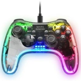 Mars Gaming MGP-C Gamepad RGB Neon Translucido, Vibración Háptica Dual, Cable USB-C Extraíble, Compatible PC Switch PS3 Android