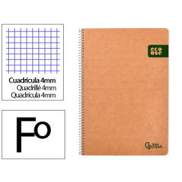 Liderpapel Cuaderno espiral A4 Ecouse tapa cartulina kraft 80 hojas papel reciclado 80gr cuadro 4mm con margen Precio: 18.69000001. SKU: B1HQRKDYVE
