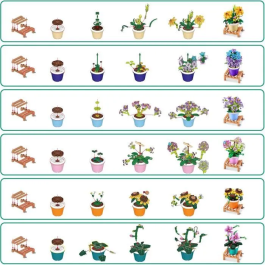 Zuru Juego de Construcción Plantas de Jardín en Maceta ZUR4894680036598, 233 Piezas, 6 Diseños, Maceta y Soporte Incluidos