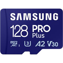 Samsung MB-MD128SA/EU Tarjeta de Memoria microSDXC PRO Plus 2023 128GB, 180MB/s Lectura, 130MB/s Escritura, Clase U3 V30 A2